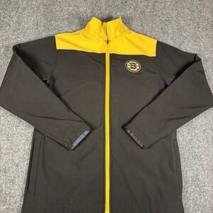 NHL Boston Bruins Men's Small Fleece Lined Lightweight Zip Jacket Black Gold